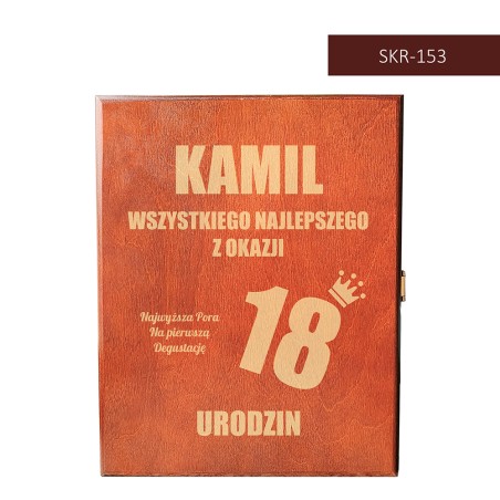 Skrzynka pionowa na Urodziny + karafka + 2 szklanki - 10 wzorów