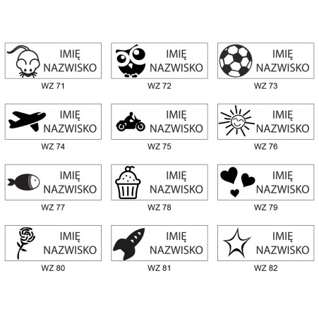 ! Pieczątka do znakowania ubrań - Trodat Nie-zgub-mi-się! - WZORY
