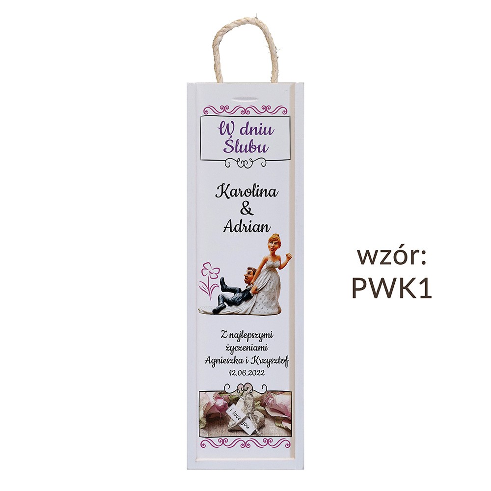 Skrzynka kolorowa na wino Ślub - WZORY
